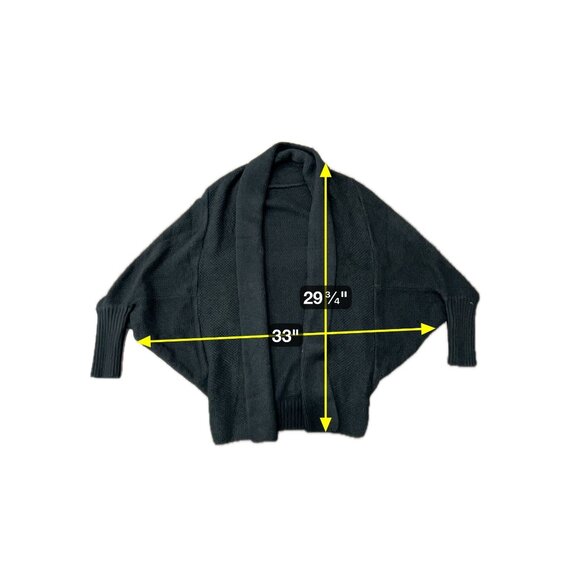 Shawl Collar Open Front Long Sleeve Cardigan Sweater Black Sz Medium Knitwear - Picture 6 of 9